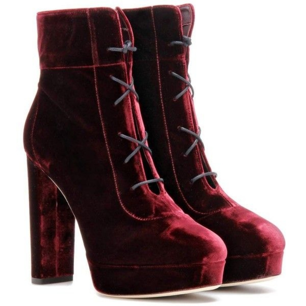 Jimmy Choo Deon Lace Up Velvet Booties